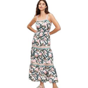 Loft Ann Taylor bird of Paradise Coastal Linen Petal Pink Tiered Maxi Dress